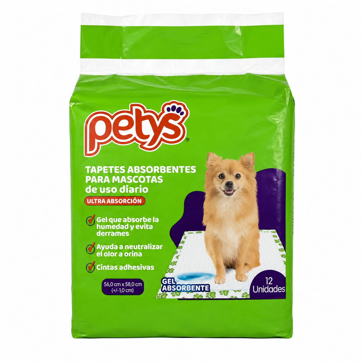 Tapetes Absorbentes Petys Ultra Absorción 56 × 58 cm x 12 Unidades